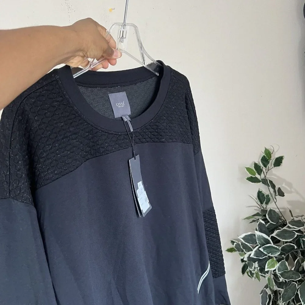 Lysse Devoe Sweatshirt Women’s Size 3X Black Cozy Oversized Quilted Jersey New - Picture 9 of 11